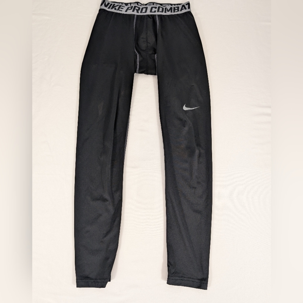 Nike Pro Combat Black Athletic Compression Base Layer Full Length Size Large